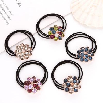 Rhinestone Hair Accessories Simple Rubber Band Head Rope Ponytail Flower Hair Band