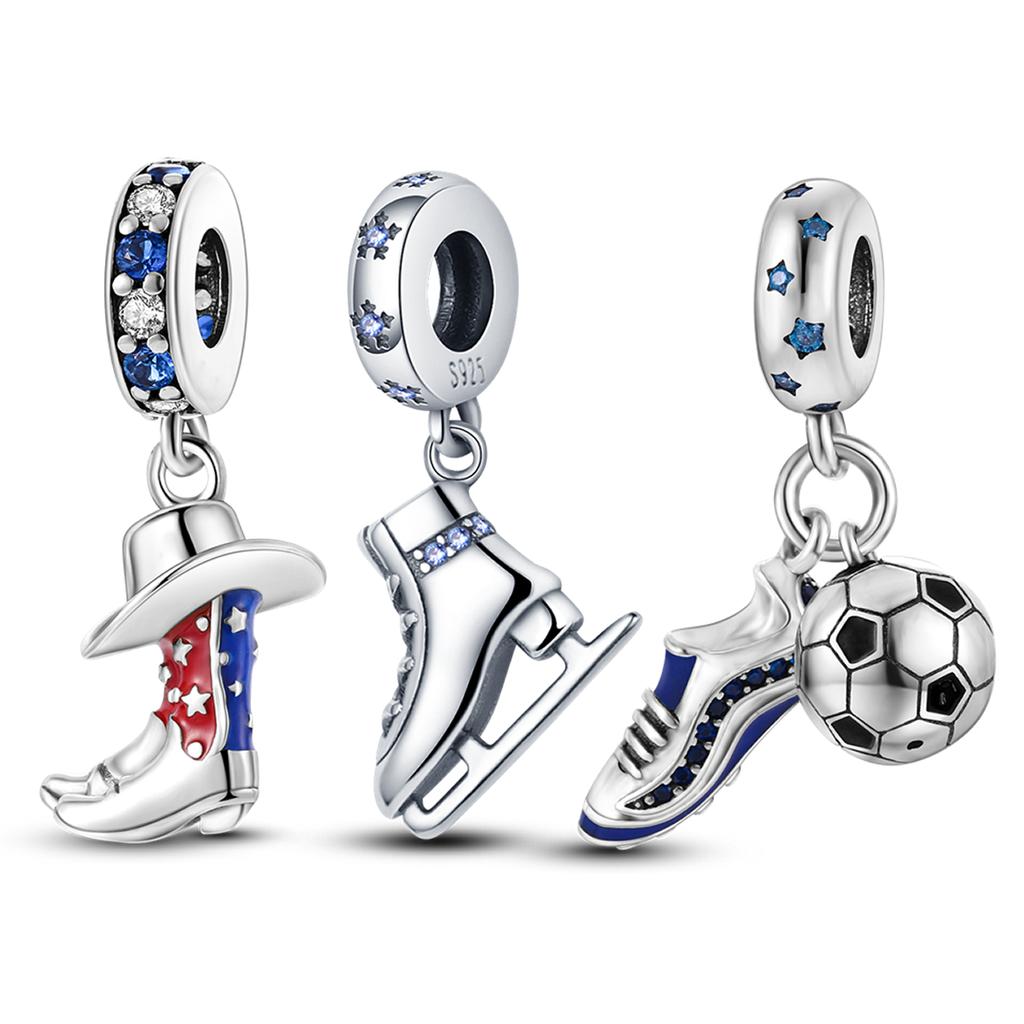Sport Love Dangle Charm Fit Armband Halskette 925 Silber Skate Schuhe Perlen Anhänger Silber 925 Original Schmuck
