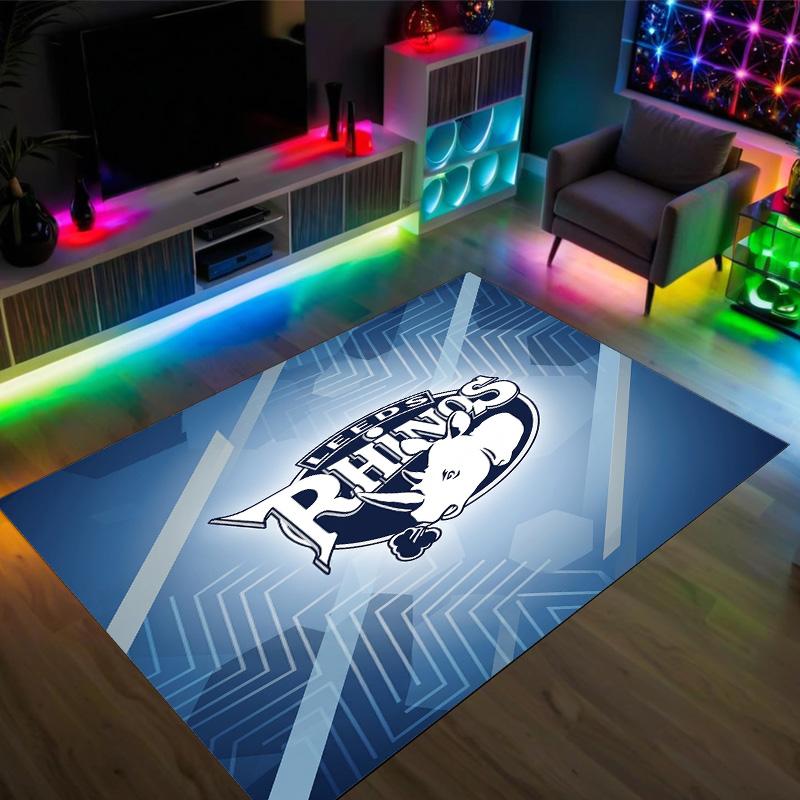 Leeds Rhinos Design Crystal Velvet Carpet Cozy Non?Slip Printed Rug For Bedroom Living Room Entrance