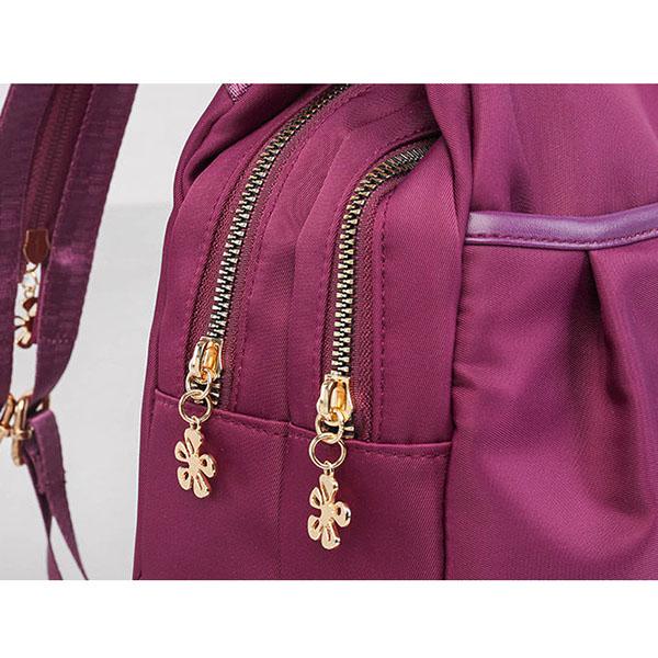 Women Solid Color Zipper Backpack Anti-theft Single Shoulder Bag Versatile Messenger Bag Daisy Embroidery Holiday Backpack
