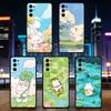 Bunny Kawaii Phone Case For Samsung S25,S24,S21,S22,S23,S30,Ultra,S20,Plus,Fe,Lite,Note,10,Black Cover