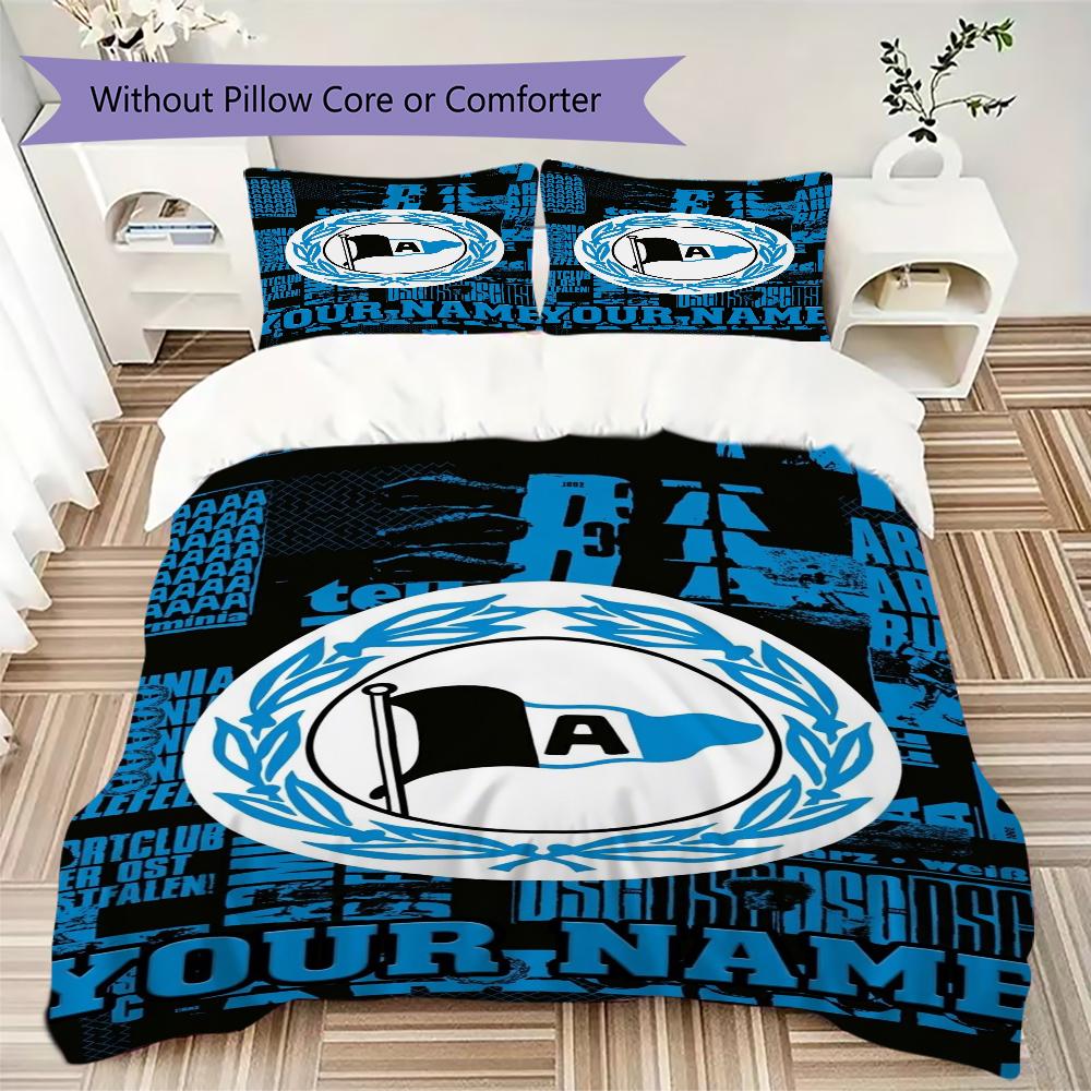 Custom Name Arminia Bielefeld Pattern Bedding uilt Set uilt Cover Pillowcase Home Decoration Birthday Gift (1*duvet cover+2*pillowcase without core)