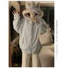 Kawaii Y2K Jacket Winter Fur Collar Sweet Hooded Women Thick Jacket Casual Tops Zipper Loose Hooded Coat Clothes