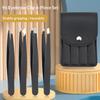 Colorful Stainless Steel 4 Pcs Tweezer Set For Women And Men'S Eyebrows & Eyelashes Comes With Storage Bag