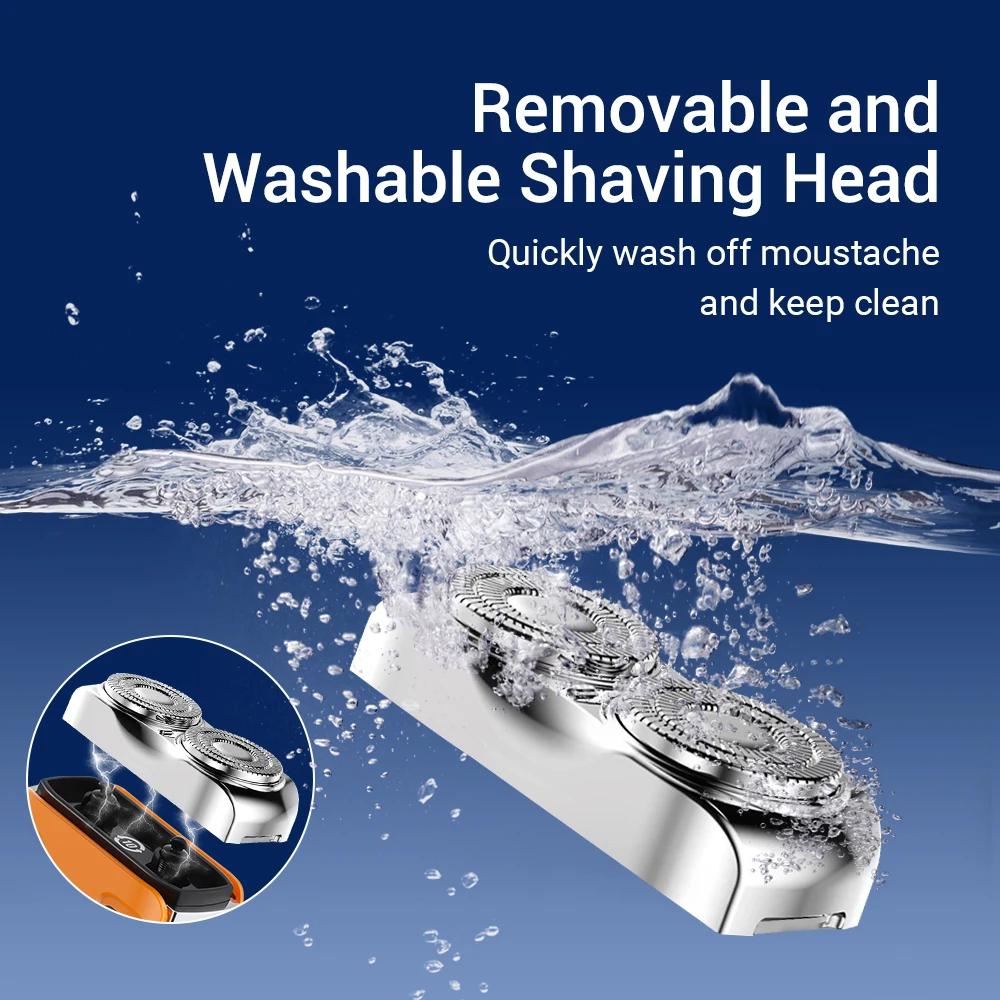 Electric Smart Shaver Home Digital Display Mini Dual Blade Wet Dry Travel Shaver Rechargeable 9000RPM Powerful Shaver for Men