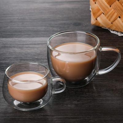 Verre à Double Paroi en Verre Borosilicaté Résistant aux Hautes Températures Ménager Transparent Avec Poignée Forme d'Œuf Tasse à Lait Verre à Café Jus