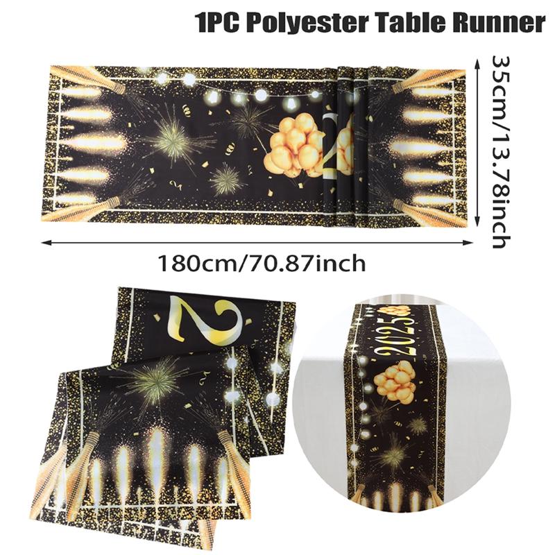 

Black Gold New Year Table Flag Navidad Natal Noel Kitchen Dining Table Runner Merry Christmas Decor For Home 2024 New Year 2025