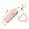 PU Leather Lipstick Bag Keychain Heart Pendant Mini Portable Key Chain Keyring