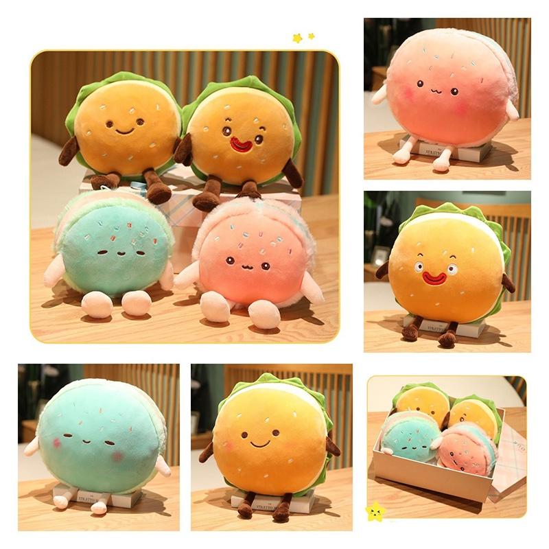 Hamburger Plush Toy With Pp Cotton Soft Filling For Kids Gift And Cozy Hand Warmer