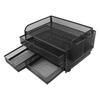 3 Tier Mesh Desk Organizer Foldable Multifunctional Metal Desk Organizer for Study Office Dormitory
