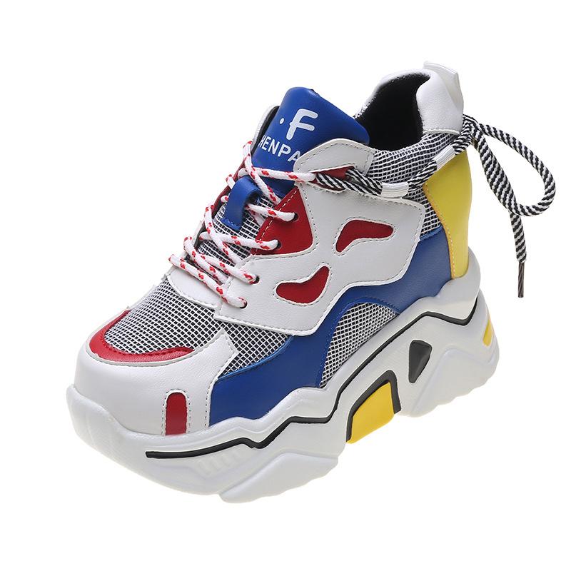 

Женские массивные кроссовки на платформе высотой 6 см, повседневная вулканизированная обувь на шнуровке, повседневные кроссовки с дышащей сеткой, женские модные кроссовки 36