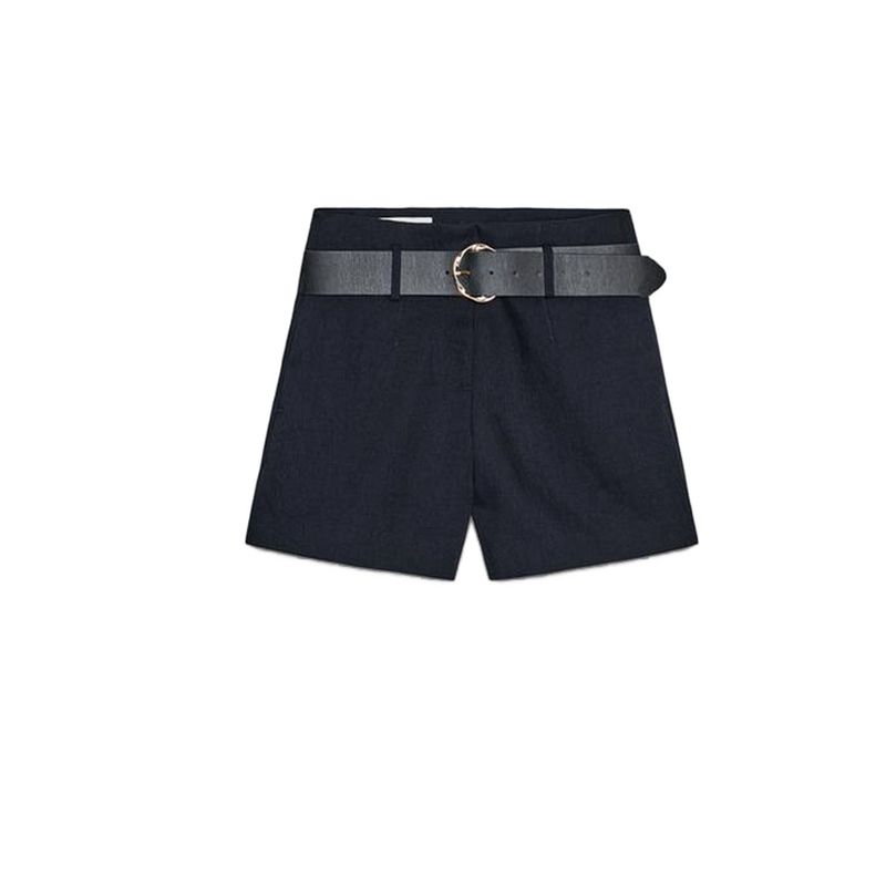 round Neck Golden Button Short Suit Outwear 8372280 High Waist with Belt Casual Shorts 8372180