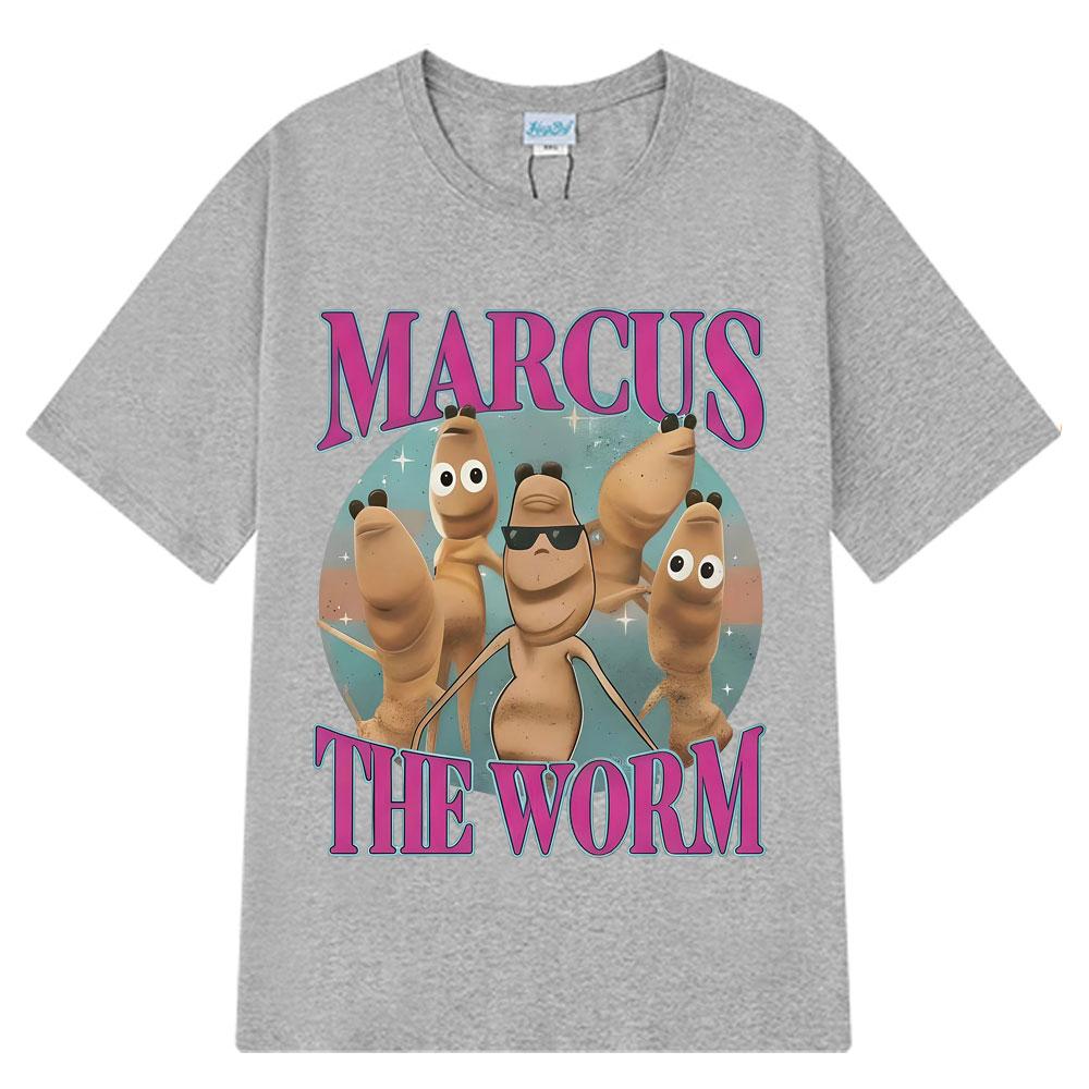 Marcus The Worm Funny Meme Graphic T-Shirt Men Women Harajuku Fashion Vintage T-shirt Short-sleeved Loose Casual Cotton T-shirts