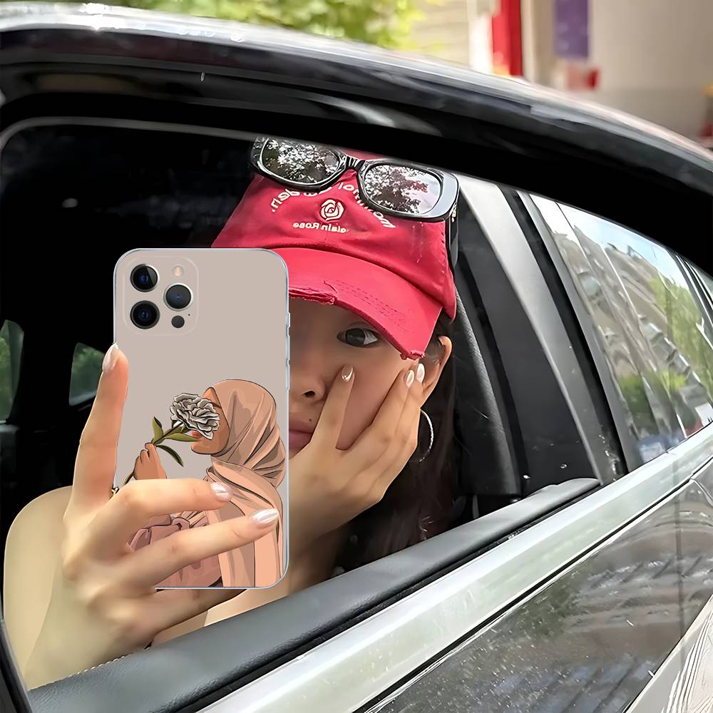 Muslim Arabic Hijab Girl For IPhone 17 16 16e 15 14 13 12 11 Pro Max Mini Plus Phone Case