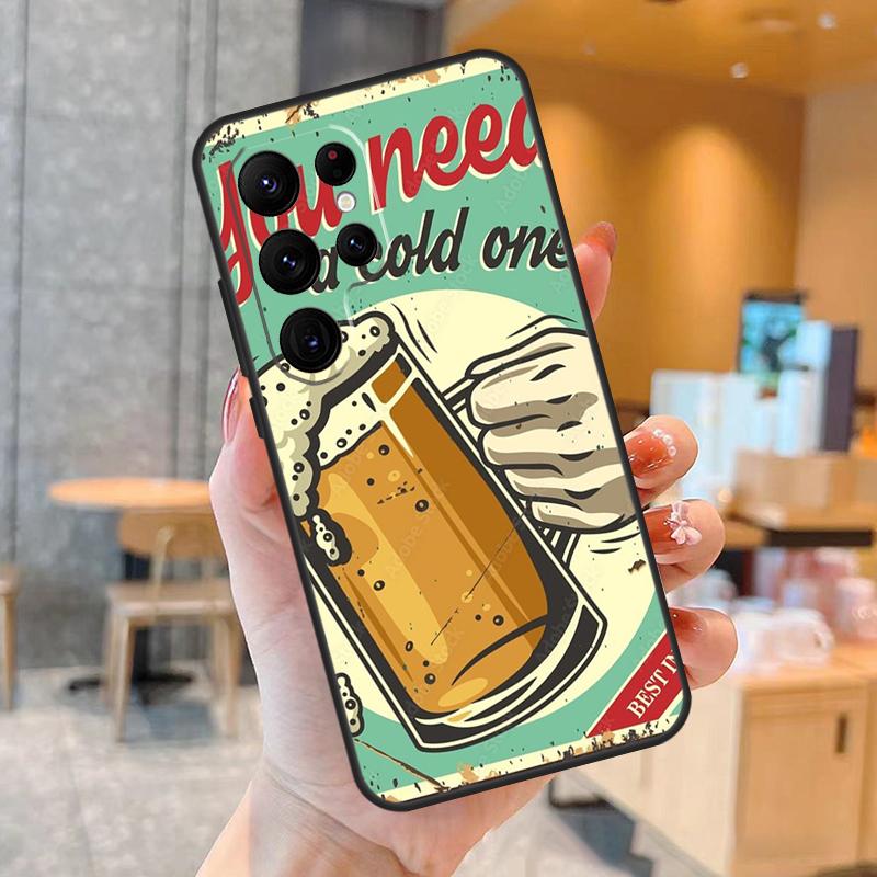 Time Drink Cold Beer Phone Case For Samsung Galaxy S25 S24 S22 S21 S20 S23 Ultra S9 S10 Plus S25 FE Back Cover