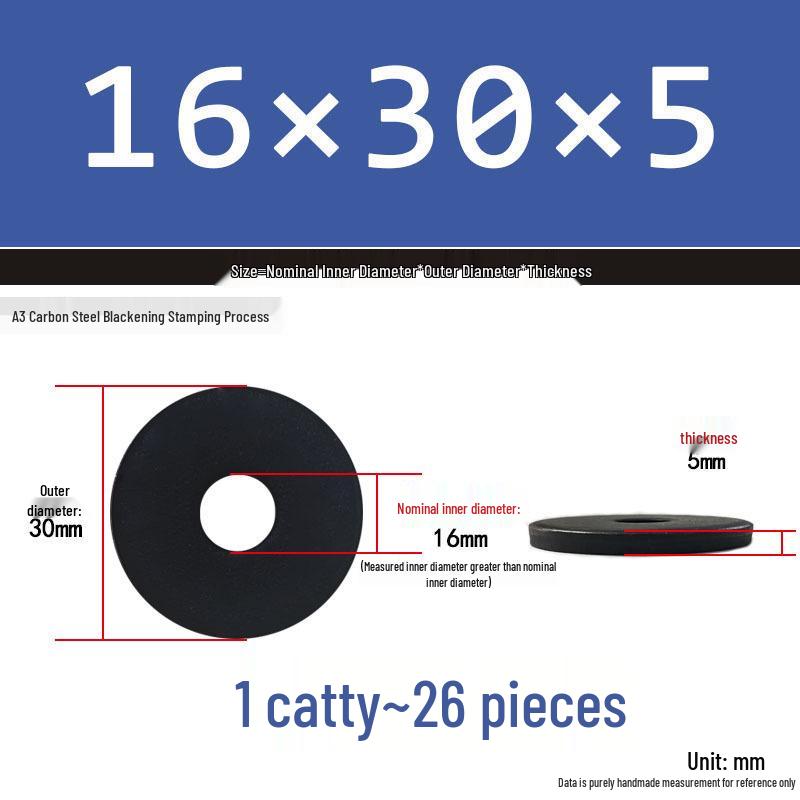 Thickened Black Flat Washer: Enhanced Round Metal Spacer for Home Use