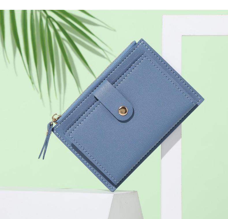 PU Leather Slim Coin Purse & Card Holder with Multiple Slots and Ins Buckle Logo