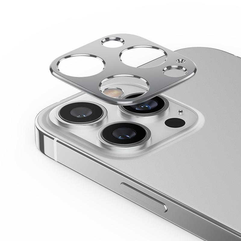 

For iPhone 14 Pro/14 Pro Max Hollow Lens Protector Aluminum Alloy Phone Camera Bezel Cover Silver