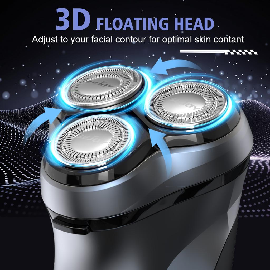 Electric Rotary Shaver Razor for Men Type-C Rechargeable Shaving Beard Machine Wet & Dry Use Hair Cutting Trimmer