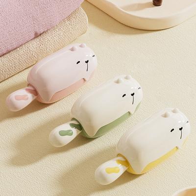 Rouleau anti-peluches avec boîte de rangement intégrée Design Chat de dessin animé Sans dommage Retire-poils d'animaux, peluches, bouloches Outil de nettoyage réutilisable