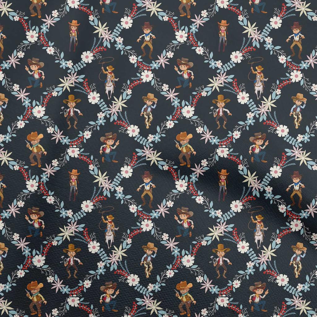 oneOone Cotton Poplin Brown Fabric Cowboy Sewing Craft Projects Fabric Prints By Yard 42 Inch