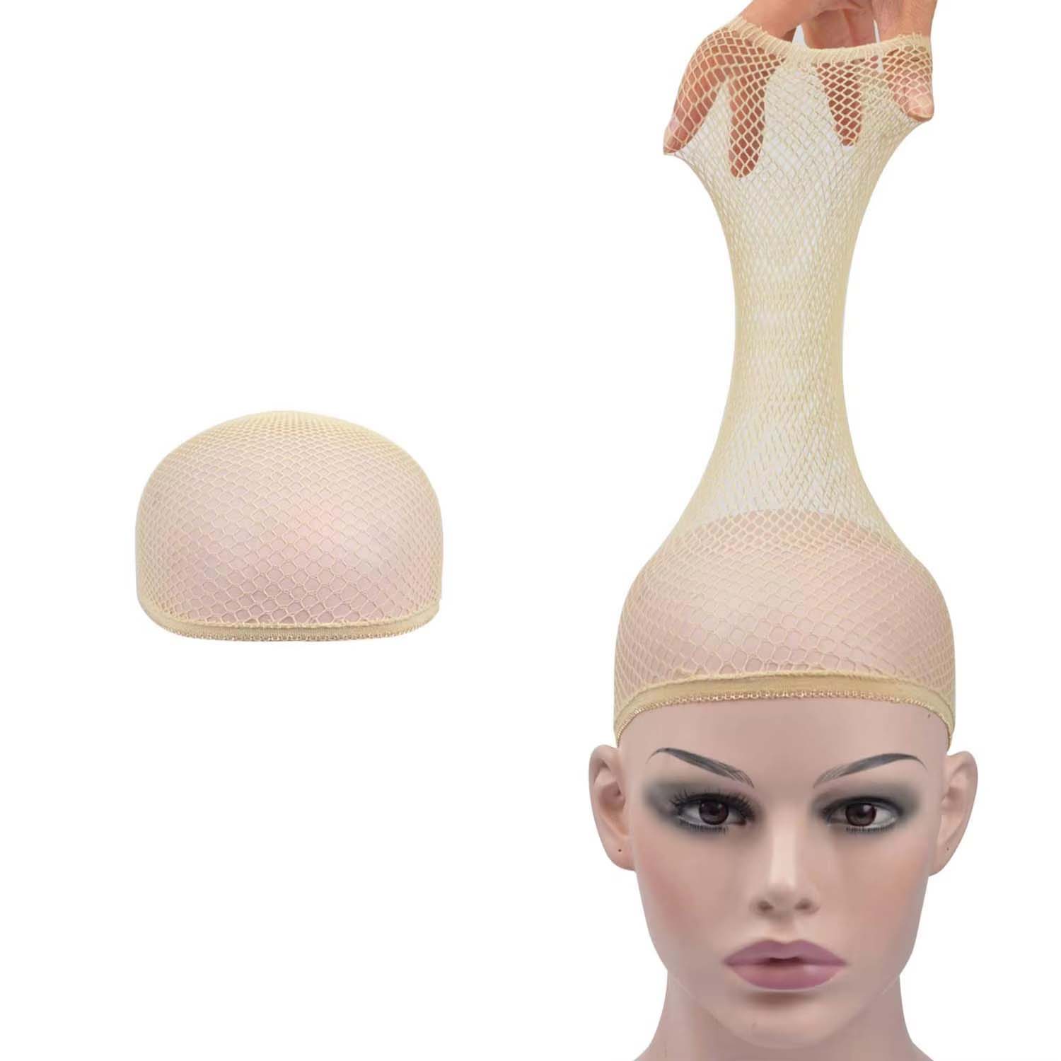 Mesh Pruikenkaprekrekbaar Elastisch Zwart Haar Net Rekbaar Open Einde Visnet Pruik Net Ademend Mesh Kap voor Pruik Accessoires beige