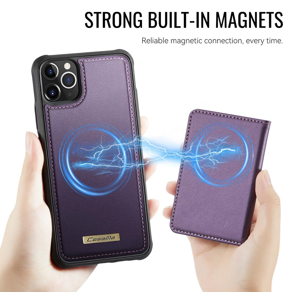Für iPhone 11 Pro Max Magnetische Hülle CASEME ME80 Serie Leder PC TPU Handyhülle mit Abnehmbarem Portemonnaie