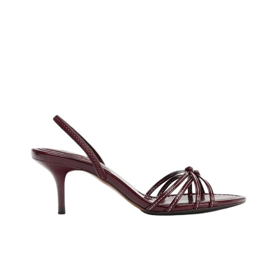 Zara Fashionable Comfortable One-Strap Sandals 6Cm Women sandals Burgundy 2302610022