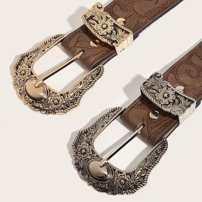 Luxuriöser Vintage PU-Leder-Taillengürtel Y2k Vielseitiger Dornschließe-Gürtel mit geschnallter Metallschnalle Jeansgürtel