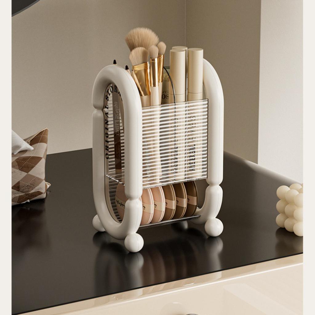 Makeup Brush Cosmetic Brush Holder Stand with Compartments for Eyebrow Pencil Lipstick Makeup Brush Pen Storage