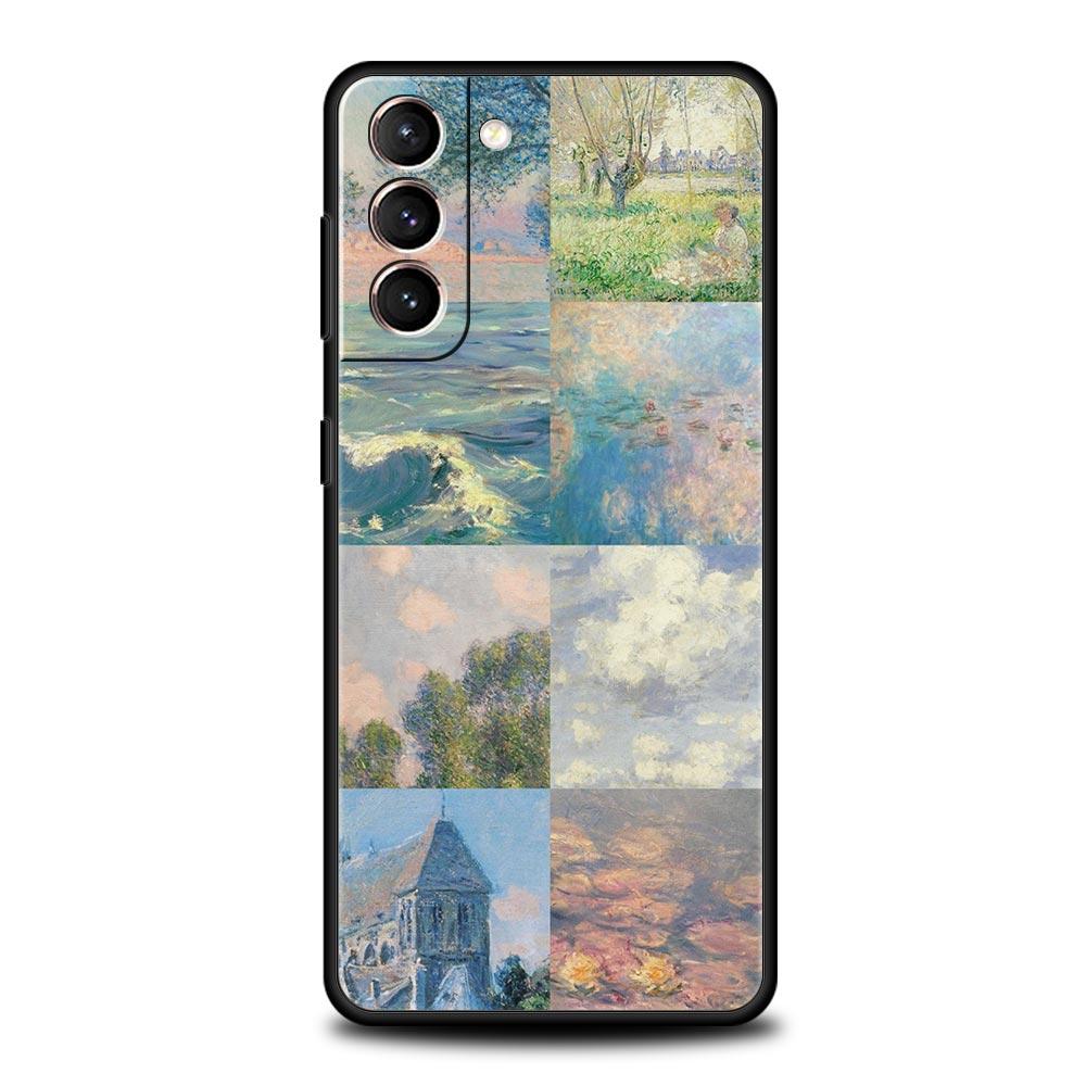 Handyhülle für Samsung Galaxy S24 S23 S22 Ultra S20 S21 FE 5G S10 S9 Plus S10E S8 S7 Edge Weiche Silikonhülle Claude Monet Kunst