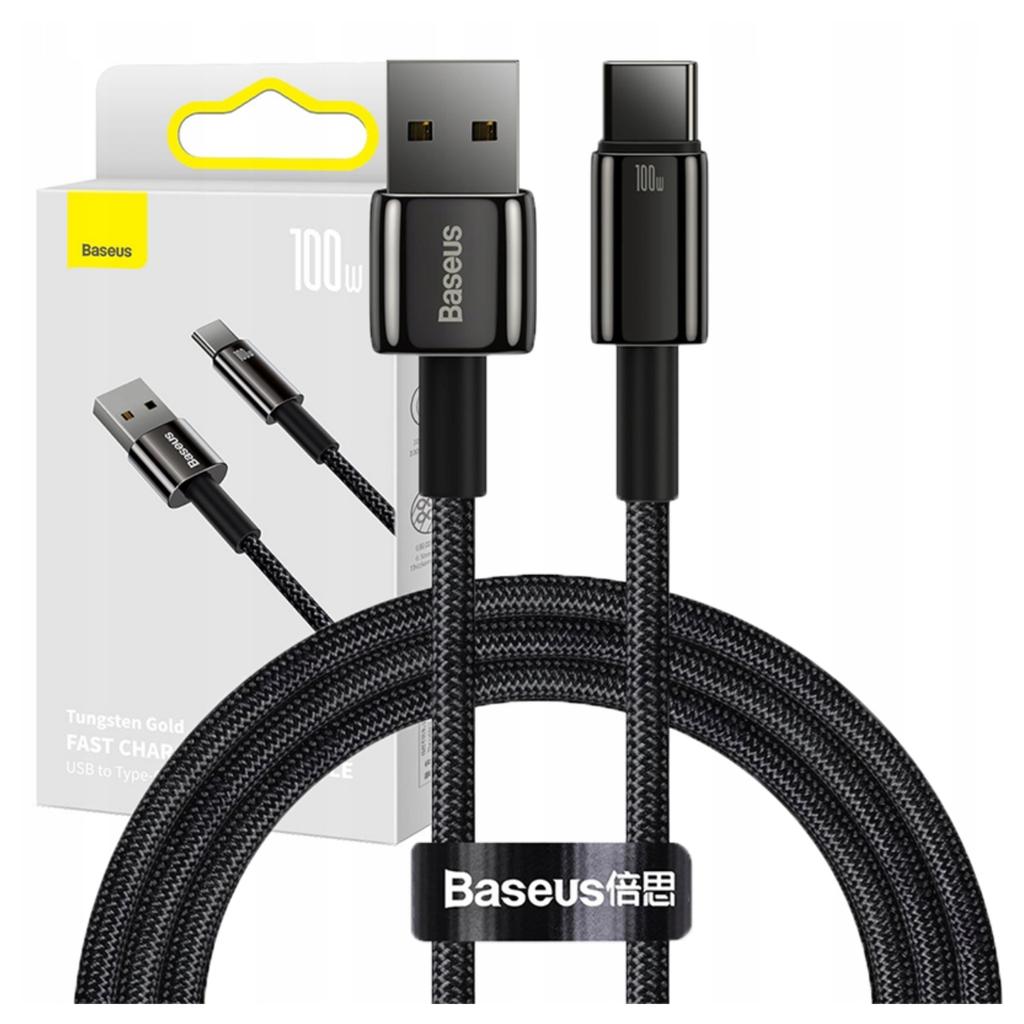Kabel Usb Do Usb-C Baseus Tungsten Gold, 100W, 1M (Czarny)