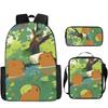 Luxus Neuheit Eigenartig Lustig Cool Capybara 3D Druck 3 Stück/Set Schüler Schultaschen Laptop Tagesrucksack Rucksack Lunchtasche Federmäppchen