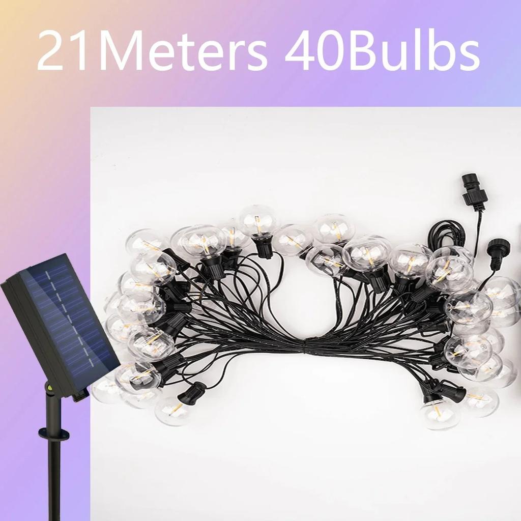 Solar Led G40 Globe Christmas Garland Street Fairy String Light Wedding Bulb Outdoor Lamp For Party Holiday Garden Light