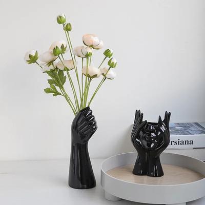 Nordic Style Body Art Black Ceramic Vase Living Room Tabletop Decorations Flower Arrangement Device Home Decoration Accessories