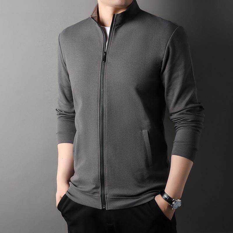 Spring New Young Men's Jacket Korean Style Solid Color Cotton Versatile Loose Stand-up Collar Zipper Sweatshirt for Men