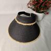Rough raffia empty top hat children's new folding sunshade spring and summer outdoor leisure sunscreen travel seaside simple