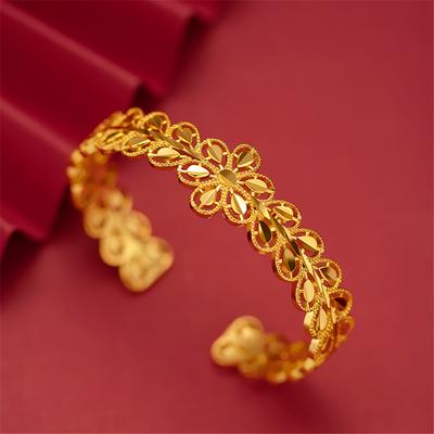 24K Gold Plated Bangles for Women Open Bangle & Bracelet Pulseira Femme Wedding Bridal Jewelry Accessories Party Giftss Bijoux