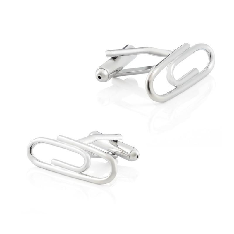 Exquisite Electroplated Silver Paperclip Shaped All Copper Cufflinks Men s French Shirt CL-2011