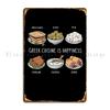 Cozinha Grega É Comida Feliz Amante de Comida Placa de Metal Decoração de Parede Mural Personalizado Cinema Personalizado Placa de Lata Pôster