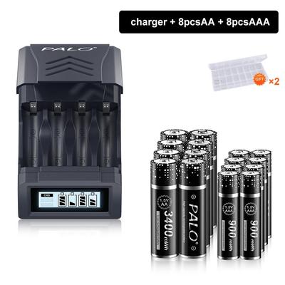 PALO 1.5V AA+AAA Li-ion Rechargeable Battery AA AAA Lithium Ion Batteries AAA AA Cell With 1.5V AA AAA Lithium Battery Charger