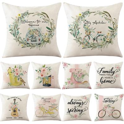 Watercolor Spring Pillow Cover Nordic Flower Home Cushion Cover Polyester Bedroom Sofa Cushion Cover