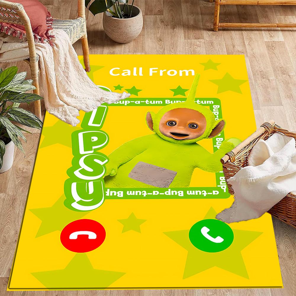 Teletubbies Scooter Adventure Themed Anti-Slip Rugs - Polyester Home Decor, Suitable for Bedrooms, Living Rooms, Doorways, Studios, and Decorations