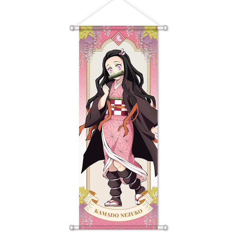 Wall Scroll Poster Tapestry Kamado Tanjiro Nezuko Kamado Giyu Tomioka Mitsuri Kanroji Anime Hanging Printing