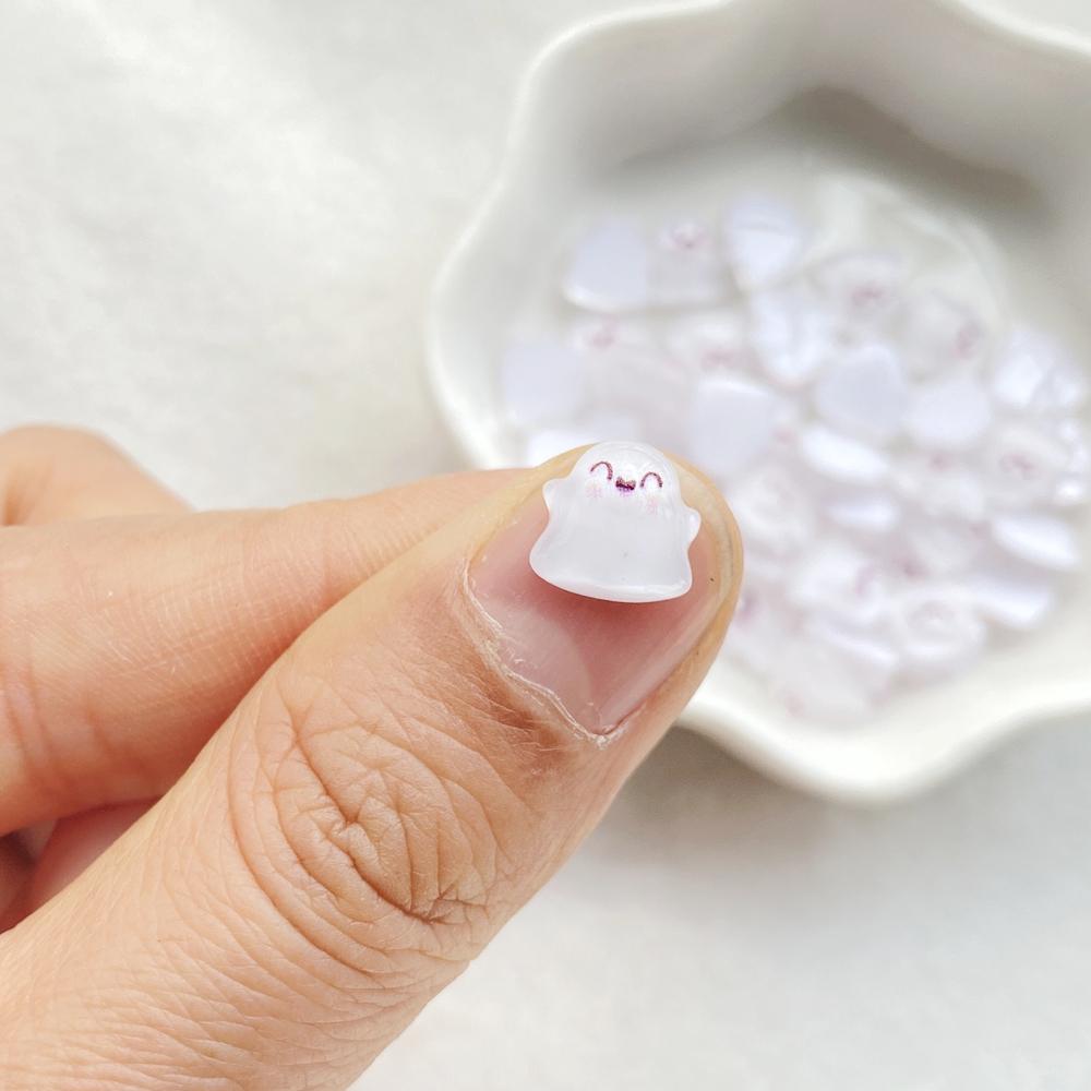 50Pcs Cute Mini Cartoon Halloween Ghost Series Flat Back Rhinestone Bead Scrapbook DIY Manicures Appliques Accessories Crafts