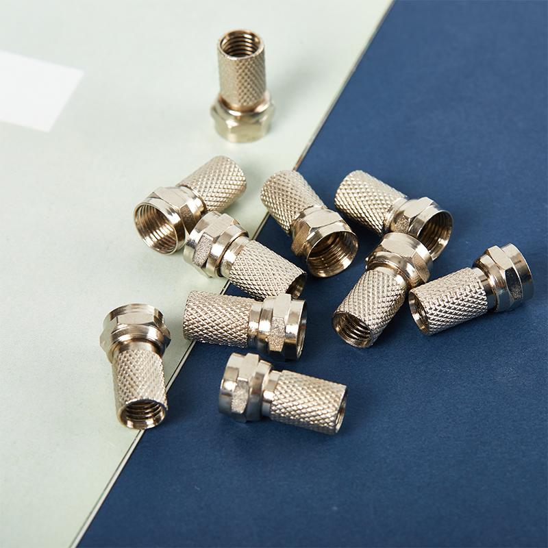 10 Pcs Metal Twist On Rg6 F Type Coaxial Cable Connector Plugs For Tv Satellite
