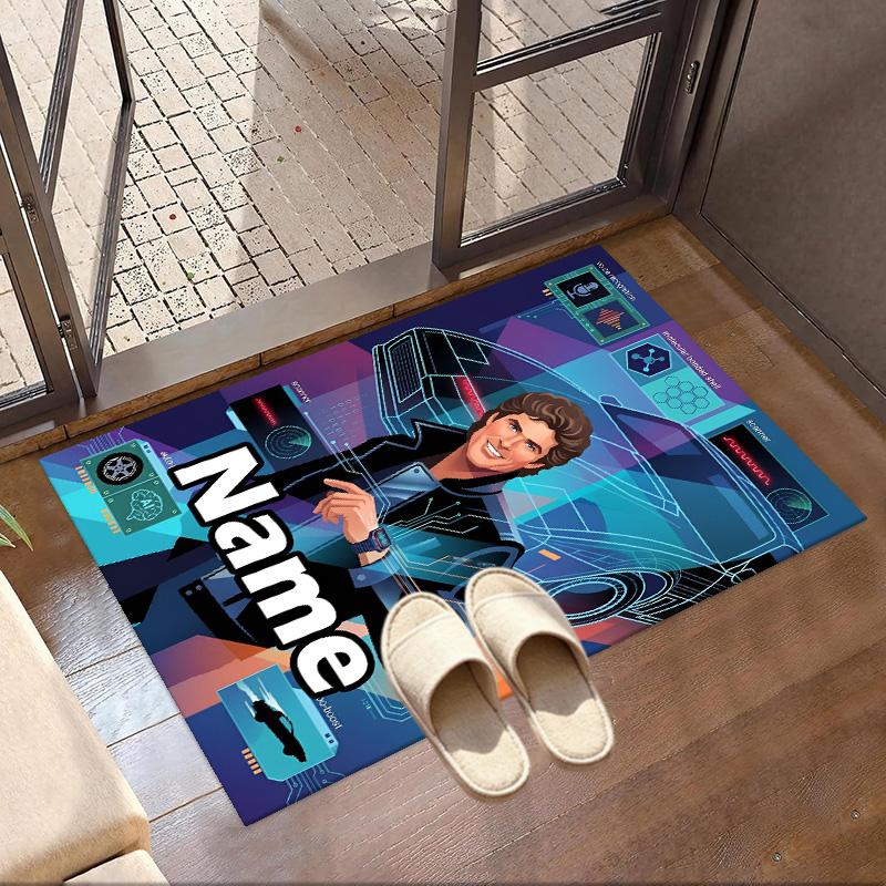 Custom Name Personalized Knight Rider Print Carpet, Versatile Home Decor Rug, for Playroom, Apartment, Balcony, Entryway, Hallway Gift