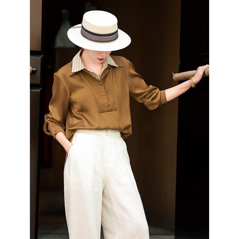 Lanser Women s Faux Two-Piece Lapel Blouse XL