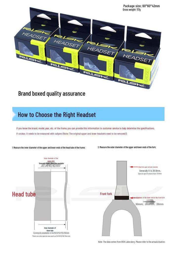 RISK 34mm Straight Tube Headset with Cane Creek Bearings for 28.6mm Fork Road/Fixed Gear Bikes