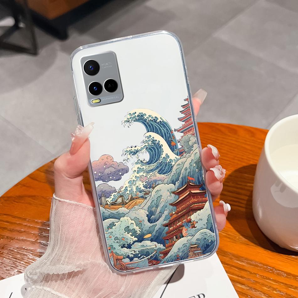 For Vivo Y21 Y21S Y21T Y21A Y21E Y21G Phone Case Painted Flowers Soft Clear TPU Silicone Funda For Vivo Y 21 Lightweight Bumper